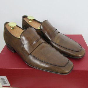 Salvatore Ferragamo Fuego Leather Loafers Size 8 D with Original Box